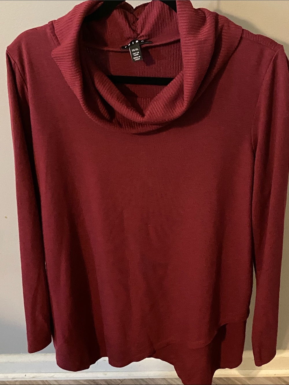 Tribal Women's Burgundy Cowl Neck Pullover Sweater